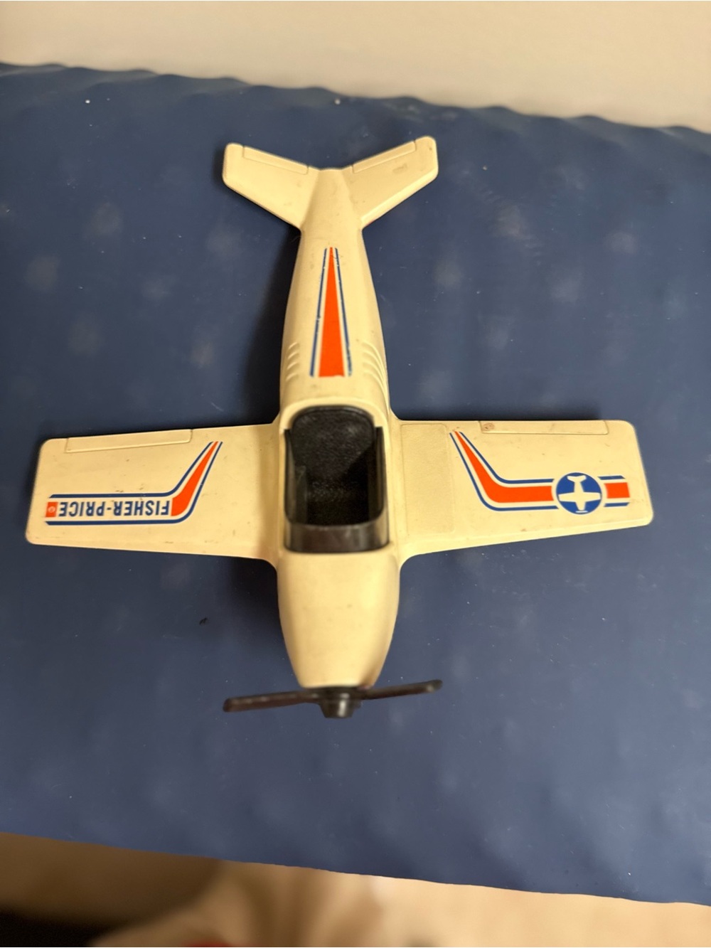 Fisher-Price Cream, Blue and Red Toy Airplane